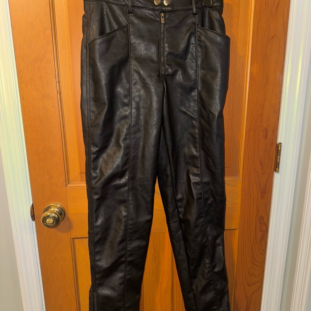 H&M Vegan Leather Trousers in Black
